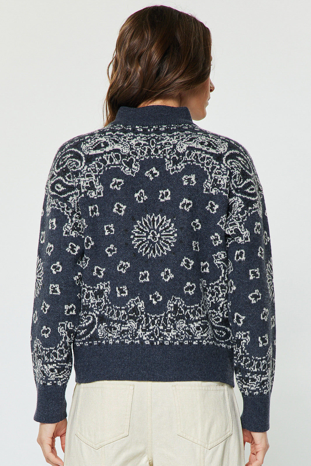 Jacquard Pattern Half Zip Sweater