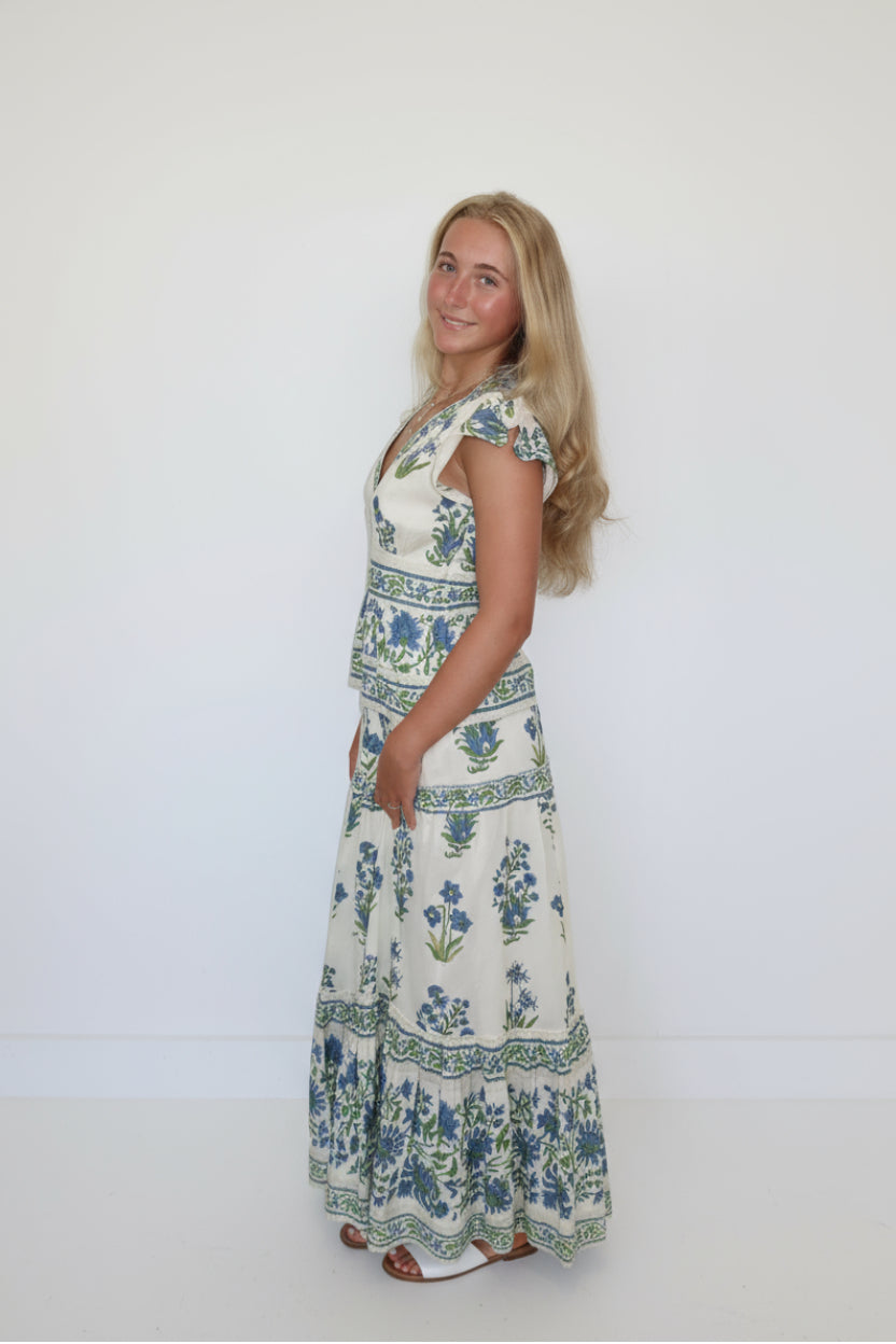 Marcelena Top in Blue Bloom