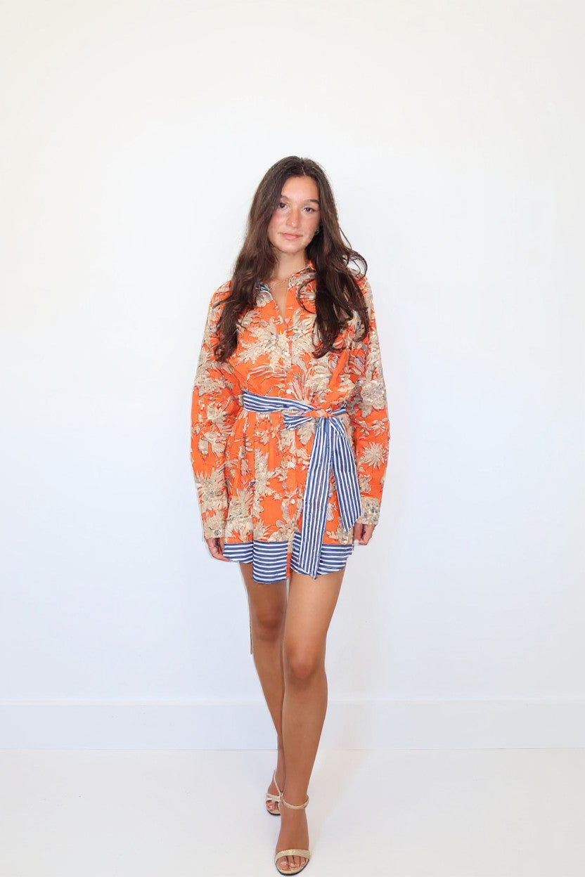 Thea Beach Coverup in Tangerine Mirage