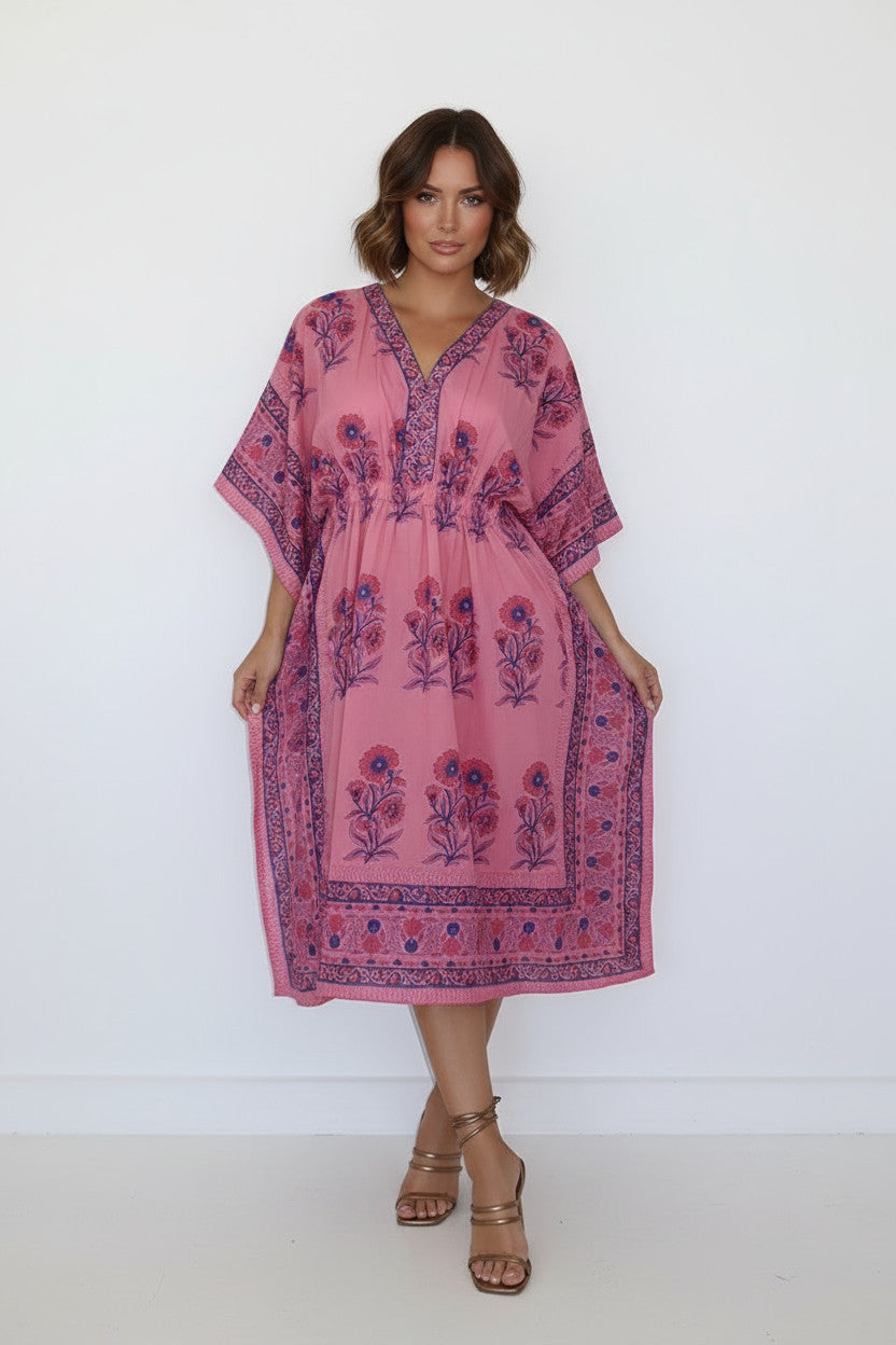Santorini Kaftan in Pink Sand