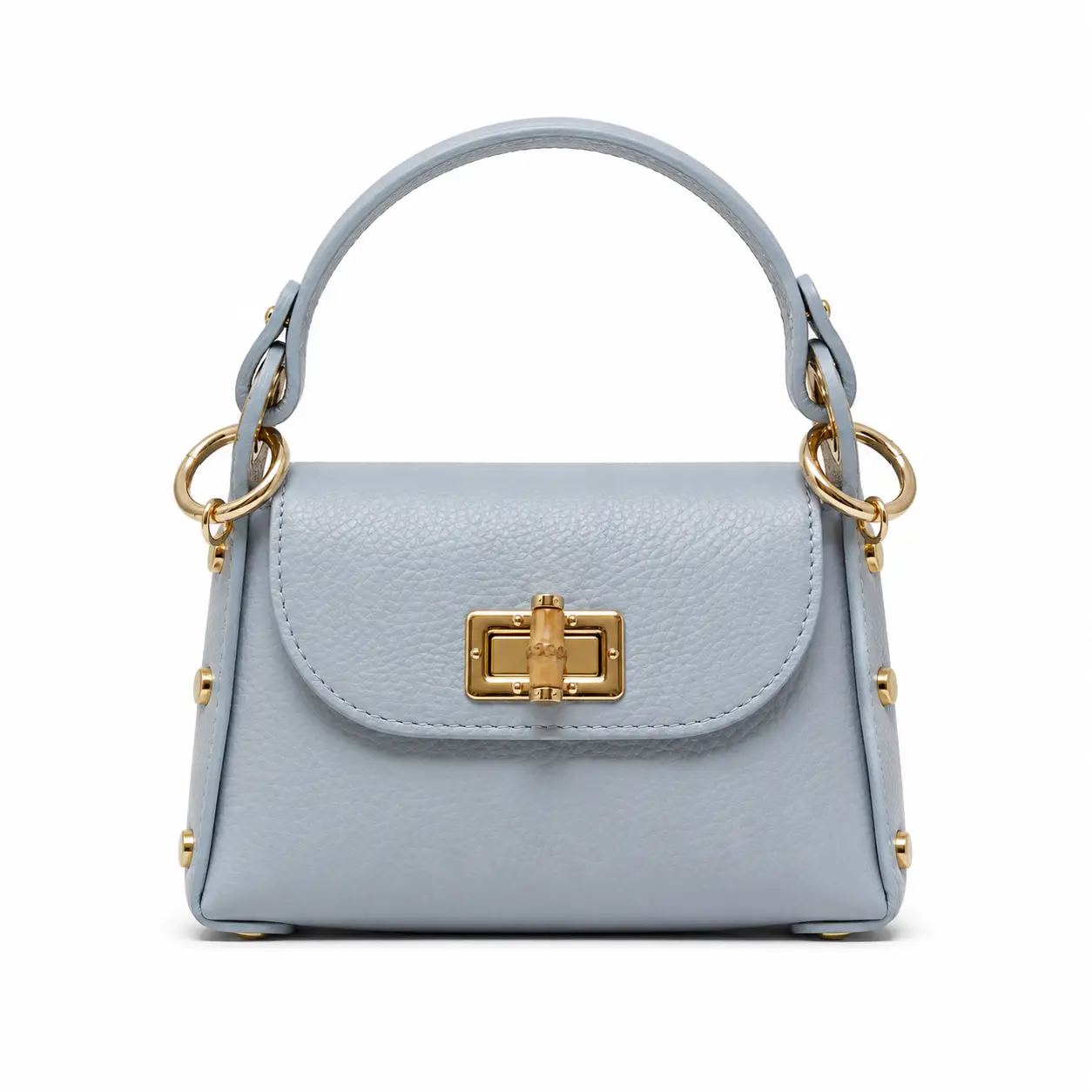 Italian Leather Bamboo Clasp Crossbody Bag