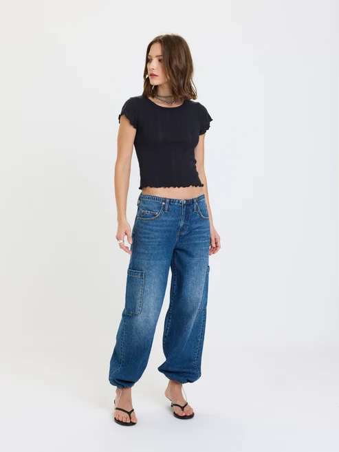 Mirage Mid Rise Cargo Harem Jean